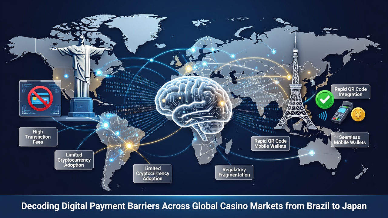 Digital payment interface showing transaction routes connecting Latin American and Asian casino platforms