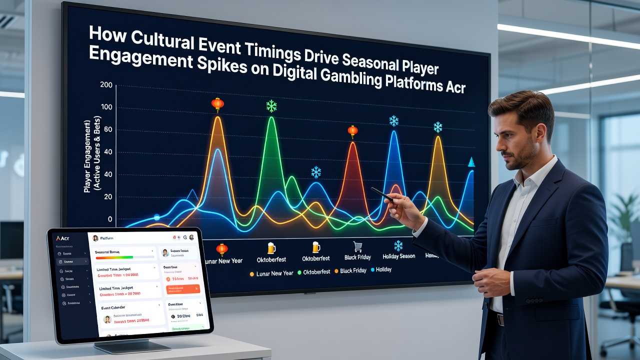 Analytics dashboard displaying seasonal engagement spikes tied to cultural calendars in global gambling markets